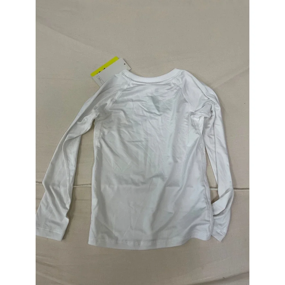 All in Motion Boys Long Sleeve Rash Guard Swim Shirt White XS 4-5 UPF 50+ New